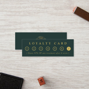 Simple Minimalist Green & Gold Business Logo Salon Loyalty Card