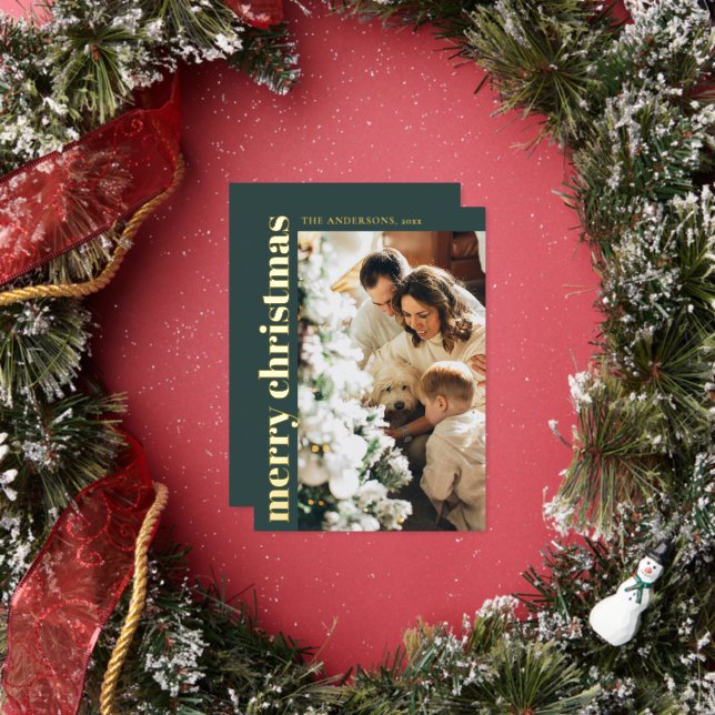 Simple Minimalist Green Merry Christmas Photo (Insitu)