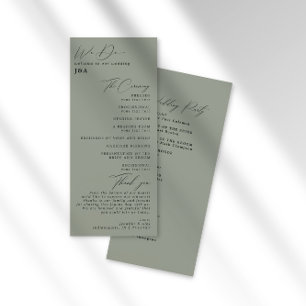 Simple Minimalist Green Sage Wedding Program Programme