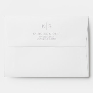 Simple Minimalist Grey Monogram Wedding Envelope