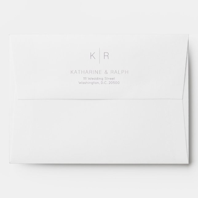 Simple Minimalist Grey Monogram Wedding Envelope (Back (Top Flap))