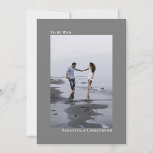 Simple Minimalist Grey Vertical Photo Wedding Invitation