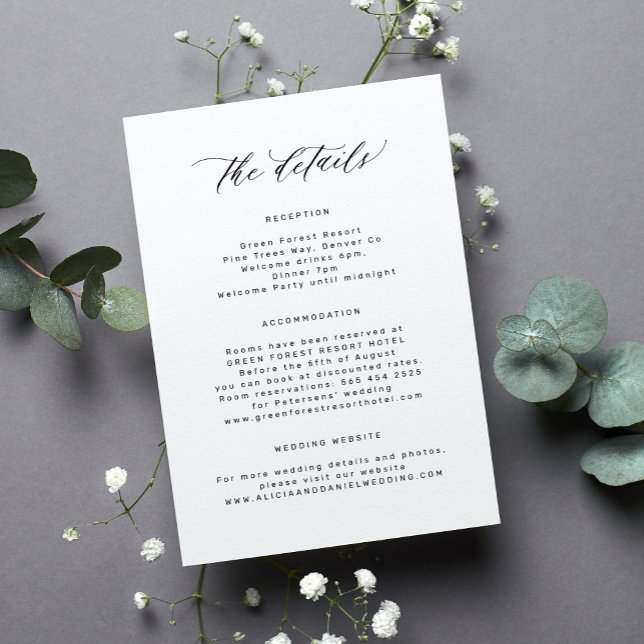 Simple minimalist guest wedding details enclosure card (Creator Uploaded)
