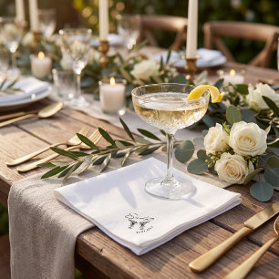 Simple minimalist hand drawn cocktail wedding napkin