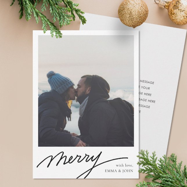 Simple Minimalist Handwriting Merry Holiday card (Creator Uploaded)