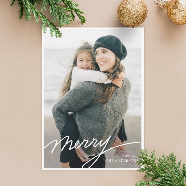 Simple Minimalist Handwriting Merry Holiday card (Creator Uploaded)