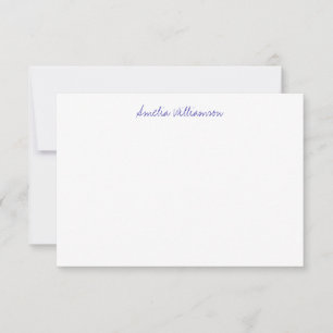 Simple Minimalist Handwritten Blue Calligraphy Thank You Card