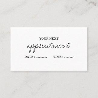 Simple Minimalist Handwritten Business Appointment Card
