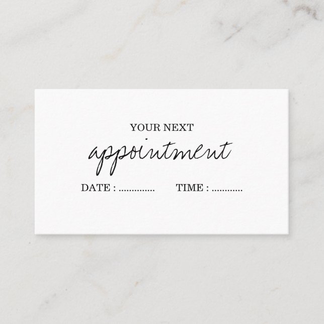 Simple Minimalist Handwritten Business Appointment Card (Front)