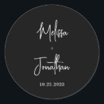 Simple Minimalist Handwritten Script Black Wedding Classic Round Sticker<br><div class="desc">Simple Minimalist Handwritten Script Black and White Wedding Classic Round Sticker.</div>
