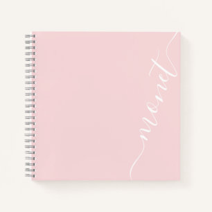 Simple Minimalist Handwritten Script Name Pink Notebook