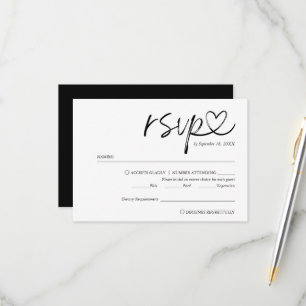 Simple Minimalist Handwritten Script Wedding RSVP Card