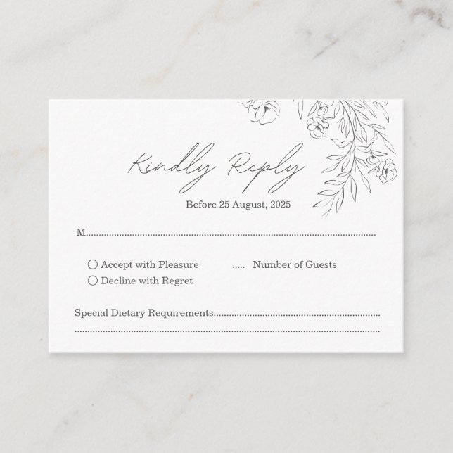 Simple Minimalist Handwritten Script Wedding RSVP  Enclosure Card (Front)