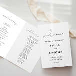 Simple minimalist handwritten wedding folded programme<br><div class="desc">Choose a minimalist calligraphy for your wedding stationery. Modern and striking,  it will suit all your needs. Easily customisable,  you change the text colour or the background as you like.</div>