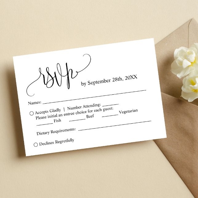 Simple Minimalist Handwritten Wedding RSVP Card (Creator Uploaded)