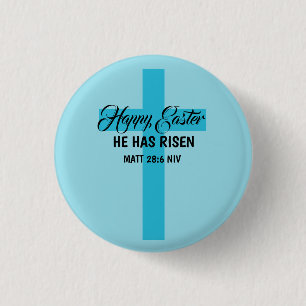 Simple Minimalist Happy Easter Light Blue Cross 3 Cm Round Badge