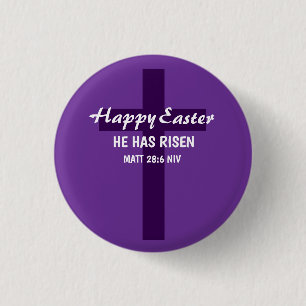 Simple Minimalist Happy Easter Royal Purple Cross 3 Cm Round Badge