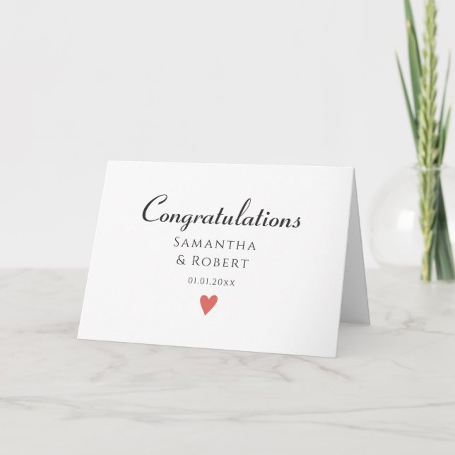 Simple Minimalist  Heart Congratulation,  Card (Front)