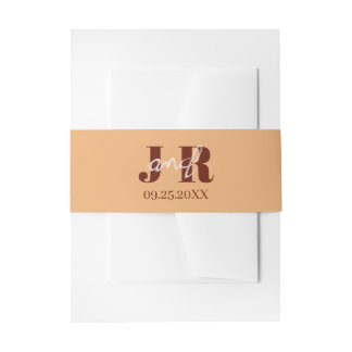 Simple Minimalist Initial Name Sunset Wedding Invitation Belly Band