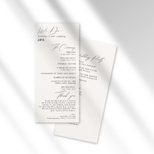 Simple Minimalist Ivory Cream Wedding Program Programme