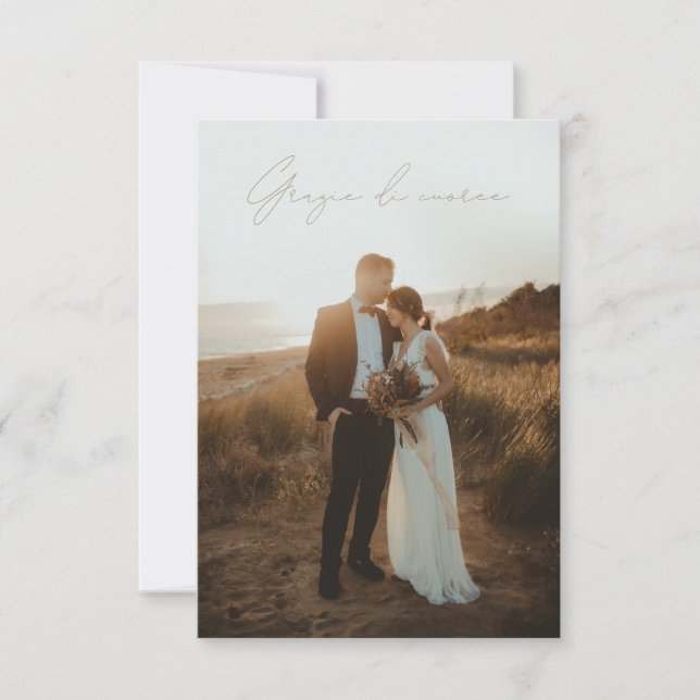Simple Minimalist Ivory Wedding Thank You Card (Front)