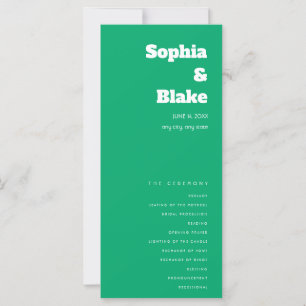 Simple Minimalist Jade Green Wedding Program