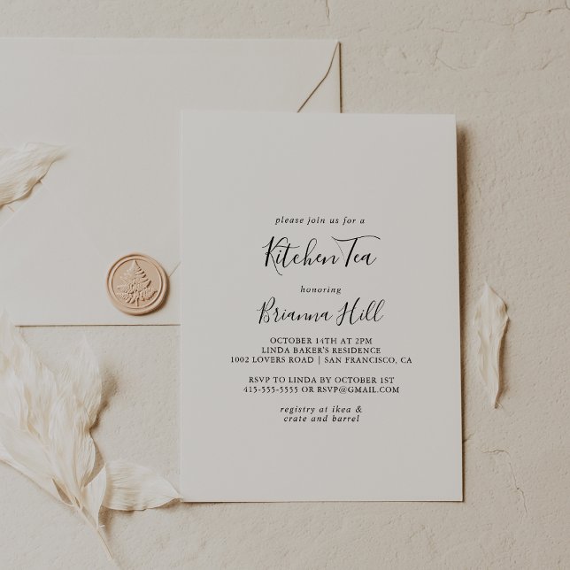 Simple Minimalist Kitchen Tea Bridal Shower Invitation (Creator Uploaded)