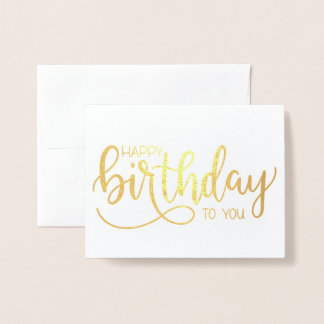 Simple Minimalist Lettering Calligraphy Birthday Foil Card