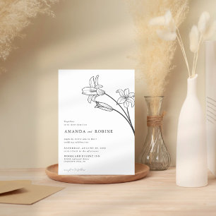 Simple Minimalist Lily Wedding Invitation
