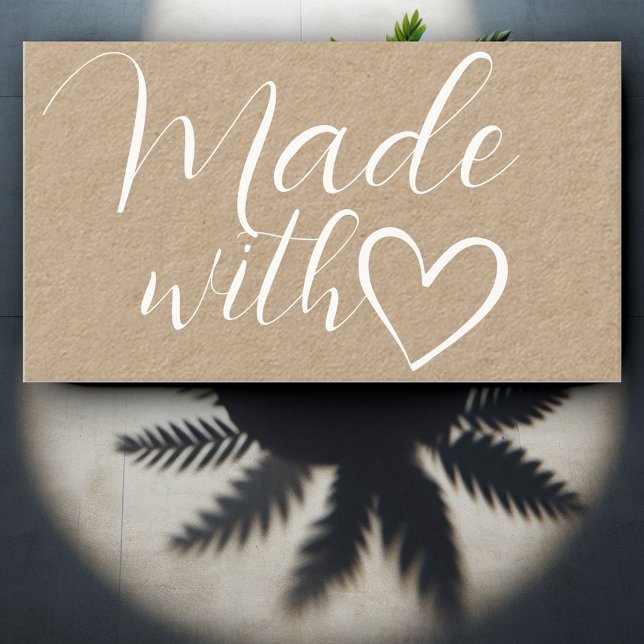 Simple Minimalist Made Love Heart Kraft Paper  Business Card (Creator Uploaded)