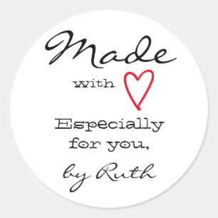 Simple Minimalist Made with Love Red Heart Symbol Classic Round Sticker