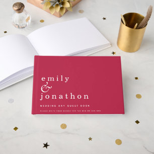 Simple Minimalist Magenta Wedding Guest Book