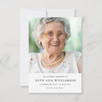 Simple Minimalist Memorial Funeral Poem Card