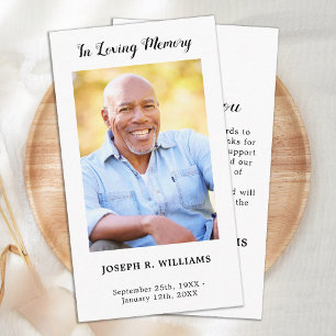 Simple Minimalist Memorial Photo Funeral Thank You Card
