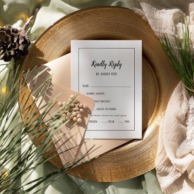 Simple Minimalist Menu Choice Frame RSVP Card (Creator Uploaded)
