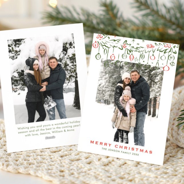  Simple Minimalist Merry Christmas Boho 2 Photo Holiday Card (Creator Uploaded)