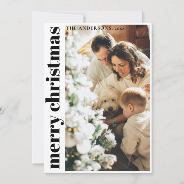 Simple Minimalist Merry Christmas Holiday  Card (Front)