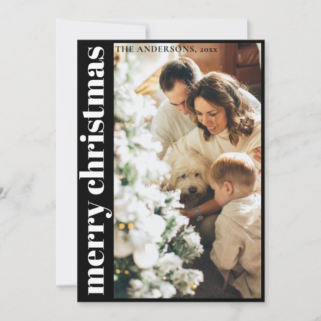 Simple Minimalist Merry Christmas Holiday  Card (Front)