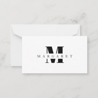 Simple Minimalist Modern Black Monogram Card