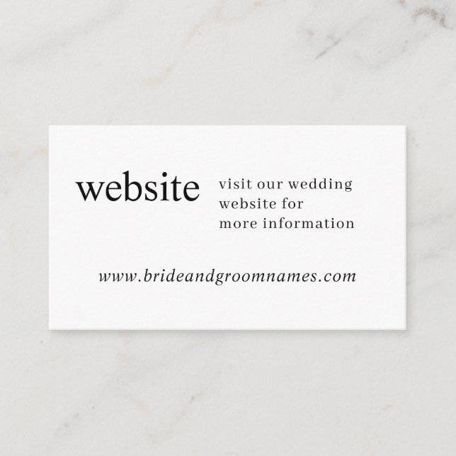 Simple Minimalist Modern Chic Wedding Website Enclosure Card (Front)