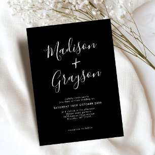 Simple Minimalist Modern Clean Calligraphy Wedding Invitation