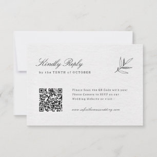 Simple Minimalist Modern Eucalyptus Olive QR code RSVP Card