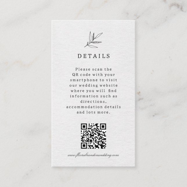 Simple Minimalist Modern Eucalyptus Olive Wedding Enclosure Card (Front)