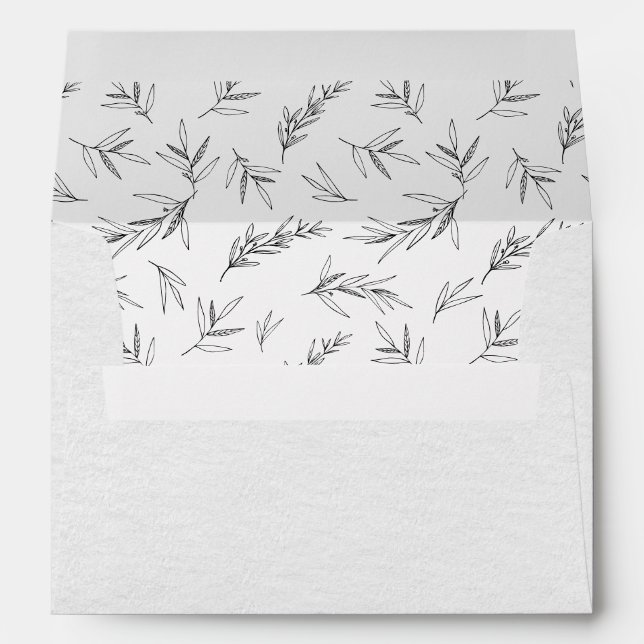 Simple Minimalist Modern Eucalyptus Olive Wedding Envelope (Back (Bottom))