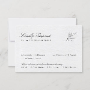 Simple Minimalist Modern Eucalyptus Olive Wedding RSVP Card