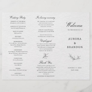 Simple Minimalist Modern Eucalyptus Wedding Progra