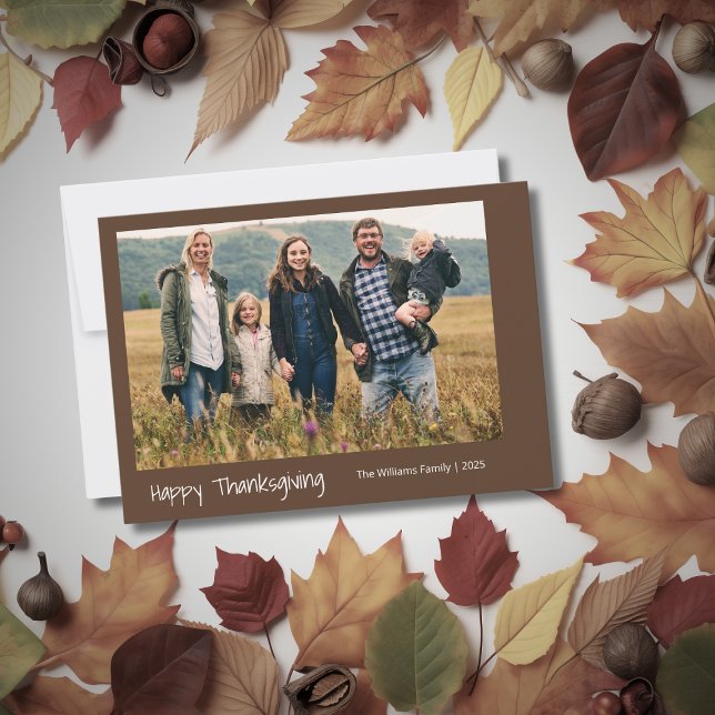 Simple Minimalist Modern Family Photo Thanksgiving Holiday Card (Creator Uploaded)