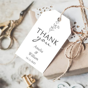 Simple Minimalist Modern Floral Wedding Gift Tags