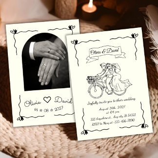 Simple minimalist Modern Hand-drawn Wedding Invitation