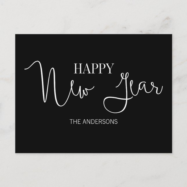 Simple Minimalist Modern Happy New Year's Holiday Postcard (Front)